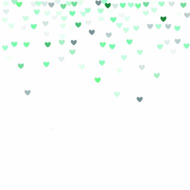 Güzel Konfeti Kalpleri Arkaplanda Düşüyor. Davetiye Şablonu Tasarım, Tebrik Kartı, Poster. Sevgililer Günü. Vektör illüstrasyonu