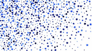 Beyaz gökyüzü arka plan üzerinde birçok rasgele Falling Stars konfeti. 