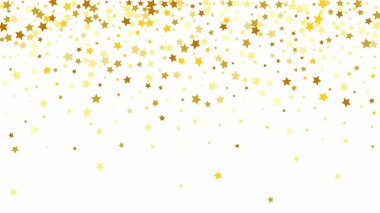 Beyaz gökyüzü arka plan üzerinde birçok rasgele Falling Stars konfeti. 