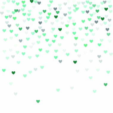 Güzel Konfeti Kalpleri Arkaplanda Düşüyor. Davetiye Şablonu Tasarım, Tebrik Kartı, Poster. Sevgililer Günü. Vektör illüstrasyonu