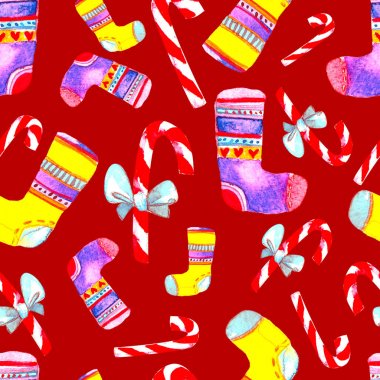 Güzel sorunsuz Noel desen. Elle çizilmiş suluboya resim. Tasarımınızı tebrik kartı, Davetiyeler, poster için arka plan. Harika baskı ambalaj kağıt, kumaş, fayans, duvar kağıdı