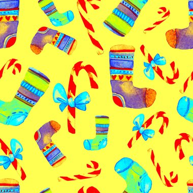 Güzel sorunsuz Noel desen. Elle çizilmiş suluboya resim. Tasarımınızı tebrik kartı, Davetiyeler, poster için arka plan. Harika baskı ambalaj kağıt, kumaş, fayans, duvar kağıdı