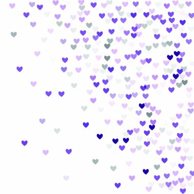 Güzel Konfeti Kalpleri Arkaplanda Düşüyor. Davetiye Şablonu Tasarım, Tebrik Kartı, Poster. Sevgililer Günü. Vektör illüstrasyonu