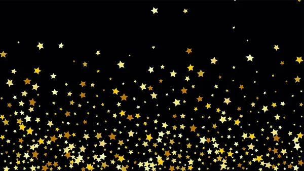 Muitas estrelas em queda aleatória Confetti no fundo do céu escuro . — Vetor de Stock