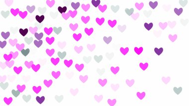 Güzel konfeti kalpleri arka plan üzerine düşüyor. Davetiye şablon arka plan tasarımı, tebrik kartı, Poster. Sevgililer günü.