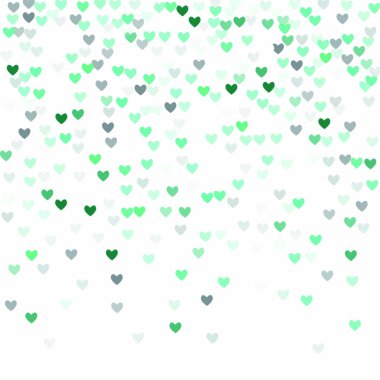 Güzel Konfeti Kalpleri Arkaplanda Düşüyor. Davetiye Şablonu Tasarım, Tebrik Kartı, Poster. Sevgililer Günü. Vektör illüstrasyonu