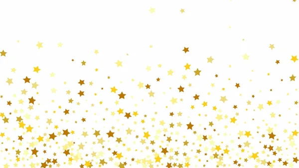 Confetti de muchas estrellas que caen al azar en el fondo del cielo blanco . — Vector de stock