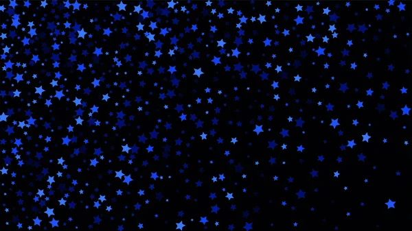 Muchas estrellas que caen al azar Confetti en el fondo del cielo oscuro . — Vector de stock