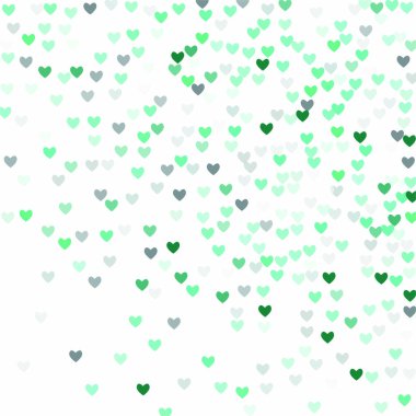 Güzel Konfeti Kalpleri Arkaplanda Düşüyor. Davetiye Şablonu Tasarım, Tebrik Kartı, Poster. Sevgililer Günü. Vektör illüstrasyonu