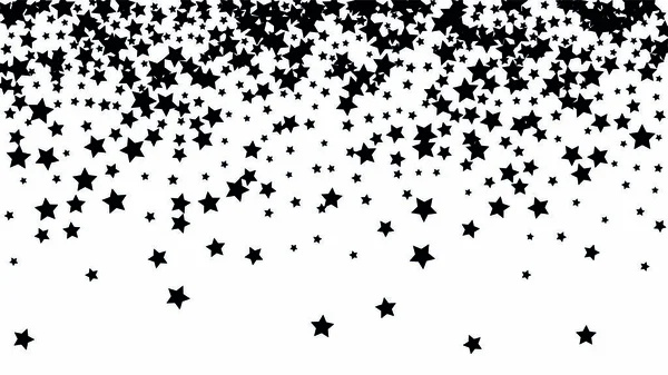 De nombreuses étoiles tombant au hasard confettis sur fond de ciel blanc . — Image vectorielle