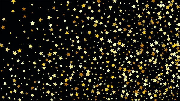 Muchas estrellas que caen al azar Confetti en el fondo del cielo oscuro . — Vector de stock