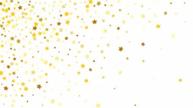 Beyaz gökyüzü arka plan üzerinde birçok rasgele Falling Stars konfeti. 