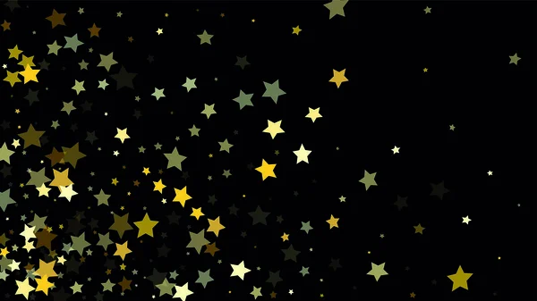 Muchas estrellas que caen al azar Confetti en el fondo del cielo oscuro . — Vector de stock