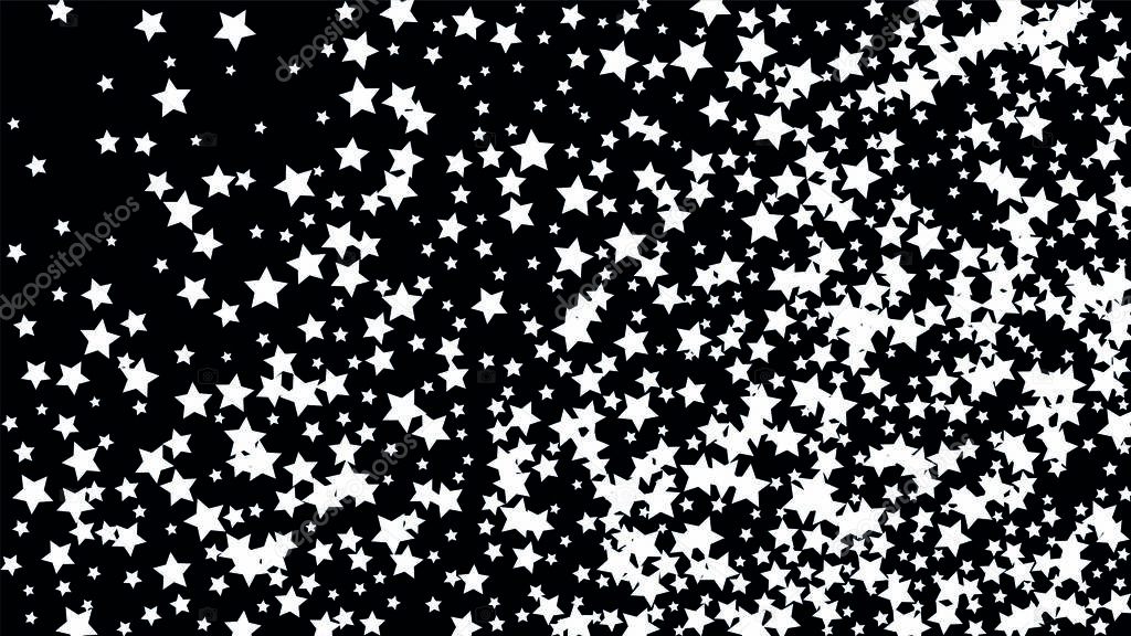 Many Random Falling Stars Confetti on Dark Sky Background. 