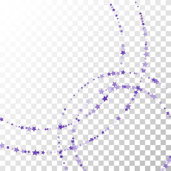Molte stelle cadenti casuali Confetti su sfondo trasparente . — Vettoriale Stock