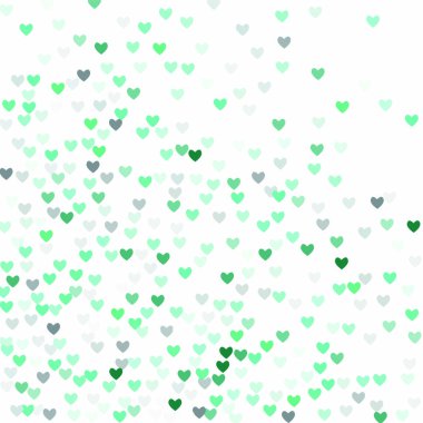 Güzel Konfeti Kalpleri Arkaplanda Düşüyor. Davetiye Şablonu Tasarım, Tebrik Kartı, Poster. Sevgililer Günü. Vektör illüstrasyonu