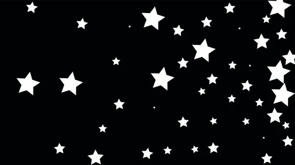 De nombreuses étoiles tombant au hasard confettis sur fond de ciel sombre . — Image vectorielle