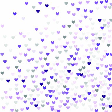 Güzel Konfeti Kalpleri Arkaplanda Düşüyor. Davetiye Şablonu Tasarım, Tebrik Kartı, Poster. Sevgililer Günü. Vektör illüstrasyonu