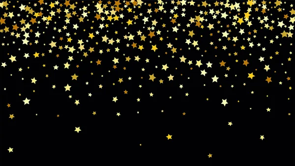 Muchas estrellas que caen al azar Confetti en el fondo del cielo oscuro . — Vector de stock