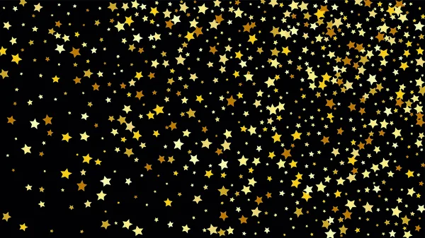 Muchas estrellas que caen al azar Confetti en el fondo del cielo oscuro . — Vector de stock