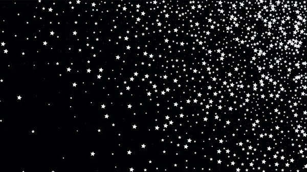 Muchas estrellas que caen al azar Confetti en el fondo del cielo oscuro . — Vector de stock