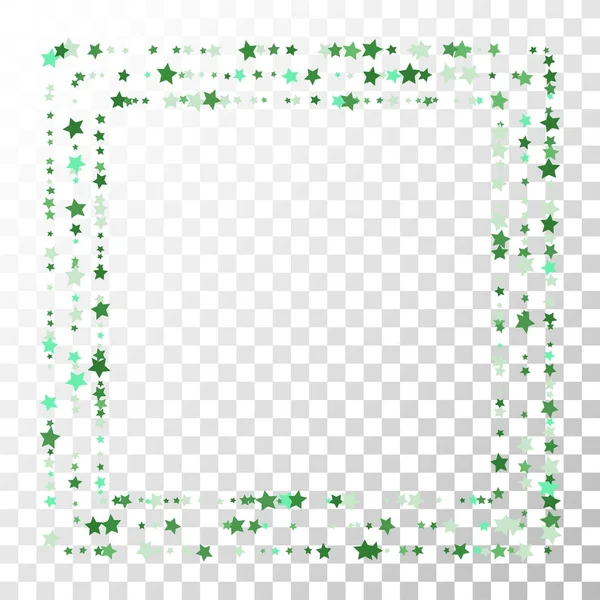 De nombreuses étoiles tombant au hasard confettis sur fond transparent . — Image vectorielle