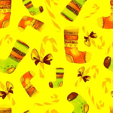 Güzel sorunsuz Noel desen. Elle çizilmiş suluboya resim. Tasarımınızı tebrik kartı, Davetiyeler, poster için arka plan. Harika baskı ambalaj kağıt, kumaş, fayans, duvar kağıdı