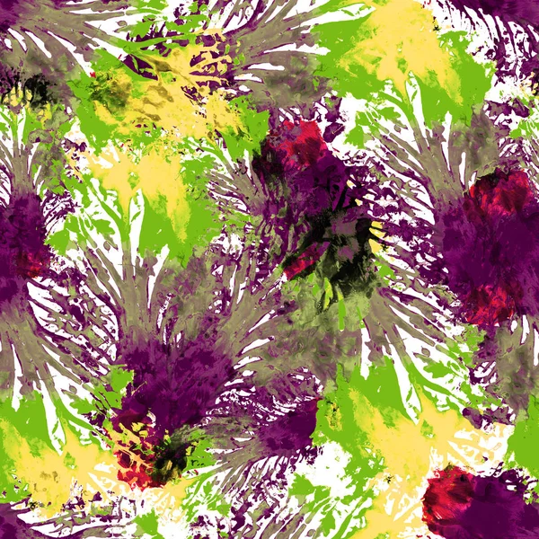 Naadloze Hand Drawn aquarel patroon. Helder Design voor behang, tegels, textiel, weefsel, zeewieren, verpakking, Camouflage Print. — Stockfoto