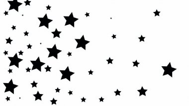 Beyaz gökyüzü arka plan üzerinde birçok rasgele Falling Stars konfeti. 