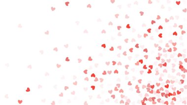 Güzel konfeti kalpleri arka plan üzerine düşüyor. Davetiye şablon arka plan tasarımı, tebrik kartı, Poster. Sevgililer günü