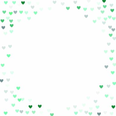 Güzel Konfeti Kalpleri Arkaplanda Düşüyor. Davetiye Şablonu Tasarım, Tebrik Kartı, Poster. Sevgililer Günü. Vektör illüstrasyonu