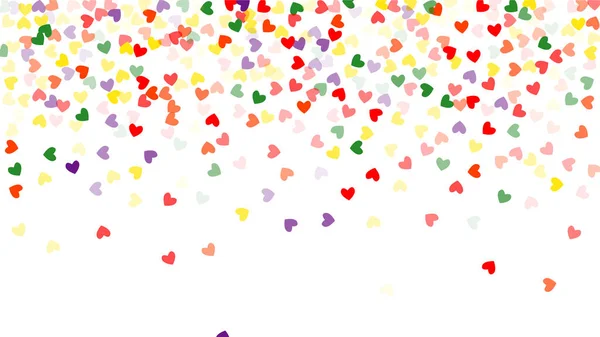 Hermosos corazones de Confetti cayendo sobre el fondo. Plantilla de invitación Diseño de fondo, Tarjeta de felicitación, Póster. Día de San Valentín — Vector de stock