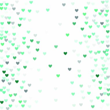 Güzel Konfeti Kalpleri Arkaplanda Düşüyor. Davetiye Şablonu Tasarım, Tebrik Kartı, Poster. Sevgililer Günü. Vektör illüstrasyonu