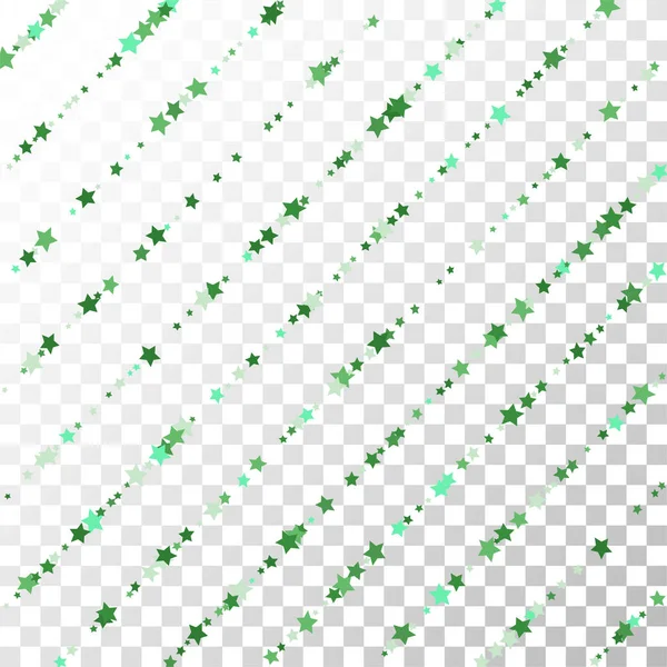 Molte stelle cadenti casuali Confetti su sfondo trasparente . — Vettoriale Stock