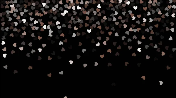 Piękny konfetti serca spada na czarnym tle. Zaproszenia szablonu projektu, karty z pozdrowieniami, plakat. Walentynki — Wektor stockowy
