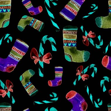 Güzel sorunsuz Noel desen. Elle çizilmiş suluboya resim. Tasarımınızı tebrik kartı, Davetiyeler, poster için arka plan. Harika baskı ambalaj kağıt, kumaş, fayans, duvar kağıdı