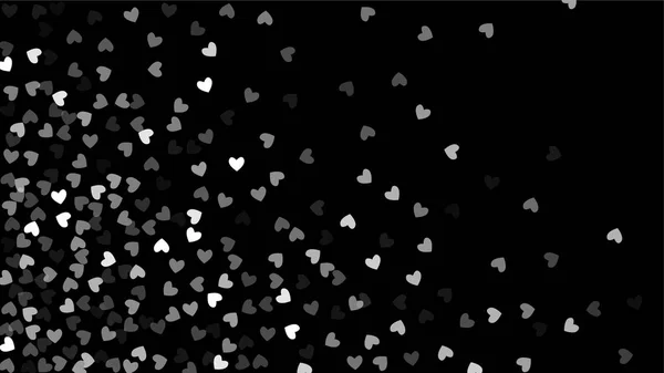 Όμορφη κομφετί καρδιές που υπάγονται σε μαύρο φόντο. Πρόσκληση πρότυπο σχεδιασμού, ευχετήρια κάρτα, φόντο αφίσα. Ημέρα του Αγίου Βαλεντίνου — Διανυσματικό Αρχείο