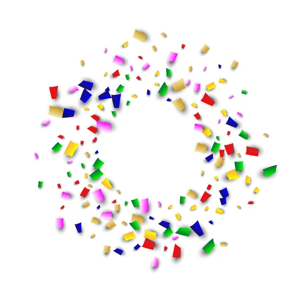 Celebración Confetti Antecedentes. Muchos Confetti que caen para su diseño. Elementos de decoración navideña. Ilustración vectorial festiva — Vector de stock