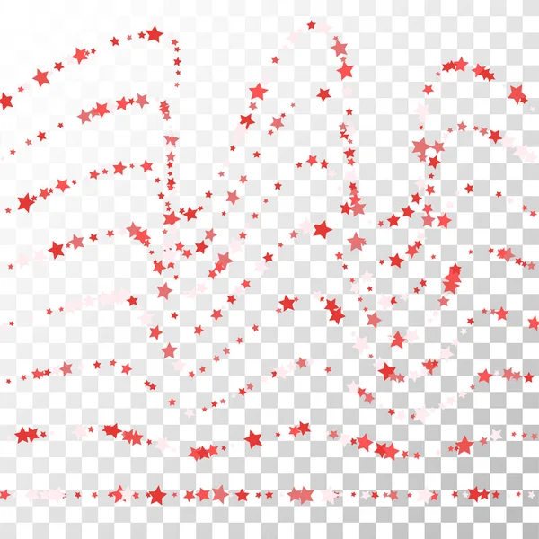 Wiele konfetti losowo spadające gwiazdy na przezroczystym tle. — Wektor stockowy