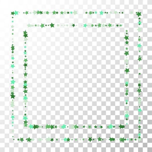 Wiele konfetti losowo spadające gwiazdy na przezroczystym tle. — Wektor stockowy