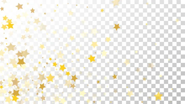 Abstract Background with Many Random Falling Golden Stars Confetti on Transparent Background. Invitation Background. — Stock Vector