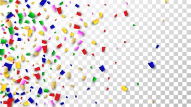 Kutlama konfeti arka plan. Tasarımınız için birçok düşen konfeti. Tatil dekorasyon öğeleri. Festival vektör çizim