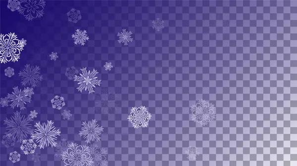 Bellissimo sfondo natalizio con fiocchi di neve cadenti. Elemento di design con neve per cartolina, biglietto d'invito, banner , — Vettoriale Stock