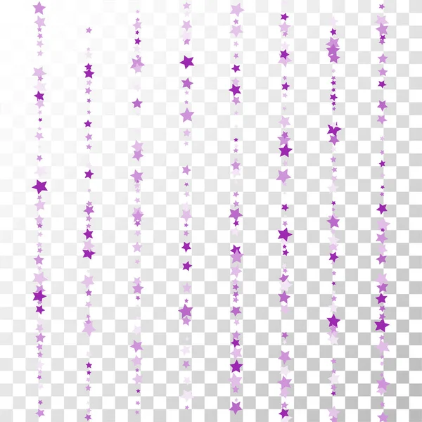 Wiele konfetti losowo spadające gwiazdy na przezroczystym tle. — Wektor stockowy