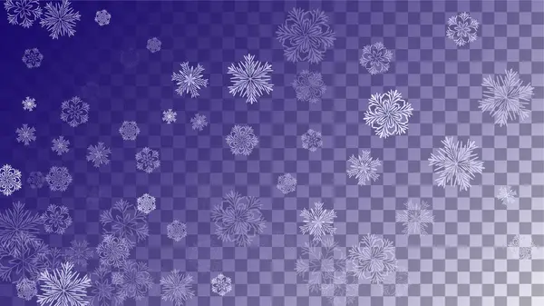 Bellissimo sfondo natalizio con fiocchi di neve cadenti. Elemento di design con neve per cartolina, biglietto d'invito, banner , — Vettoriale Stock