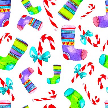 Güzel sorunsuz Noel desen. Elle çizilmiş suluboya resim. Tasarımınızı tebrik kartı, Davetiyeler, poster için arka plan. Harika baskı ambalaj kağıt, kumaş, fayans, duvar kağıdı