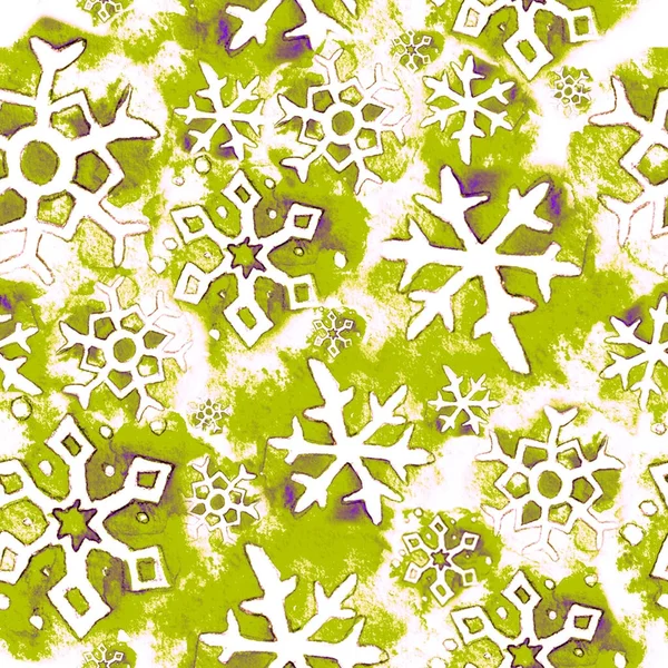 シームレスな雪冬パターン。クリスマス手描き水彩の雪片の落下します。かわいい雪繰り返し背景。印刷、織物、布の折り返し]. — ストック写真
