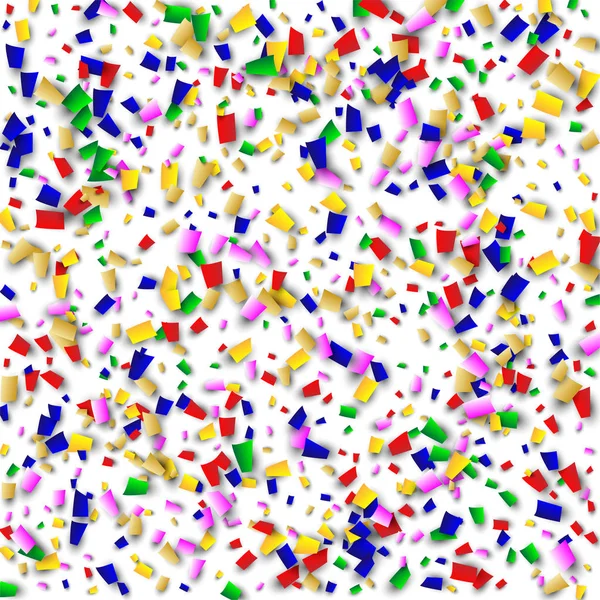Celebration konfetti bakgrund. Många fallande konfetti för din Design. Holiday dekoration element. Festlig vektorillustration — Stock vektor