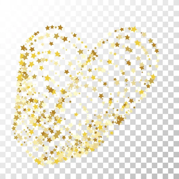 Confetti de muchas estrellas que caen al azar en un fondo transparente . — Vector de stock