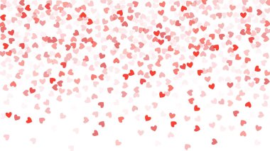 Güzel konfeti kalpleri arka plan üzerine düşüyor. Davetiye şablon arka plan tasarımı, tebrik kartı, Poster. Sevgililer günü